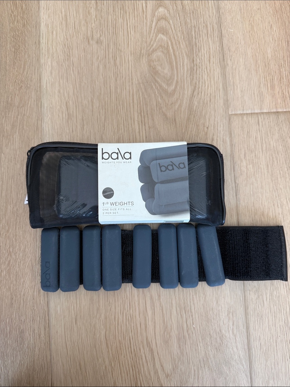 Bala Charcoal Adjustable Ankle/Wrist Weights 1lb